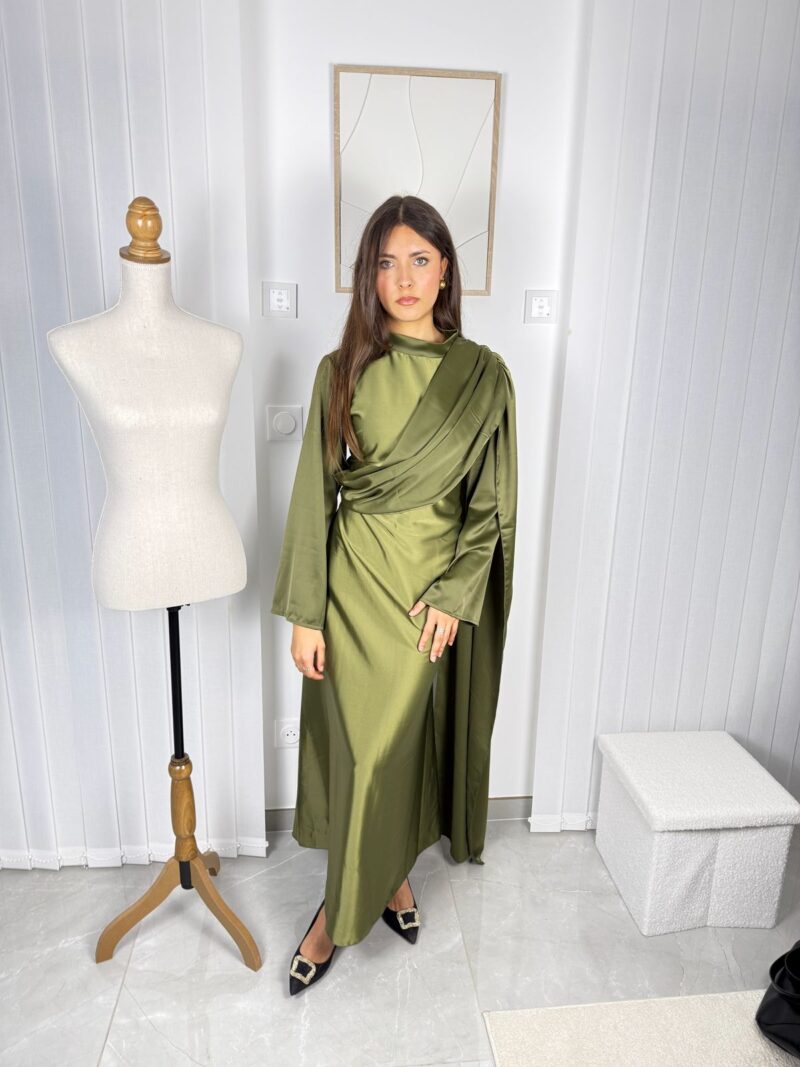 Robe Calya verte drapée