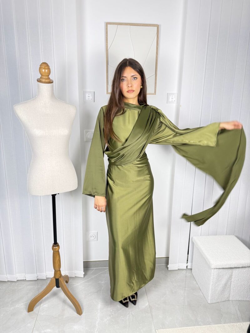 Robe Calya verte drapée