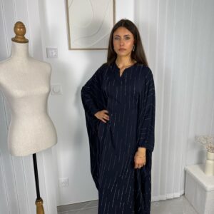 Abaya Nizar bleu marine à strass