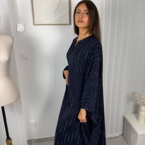 Abaya Nizar bleu marine à strass