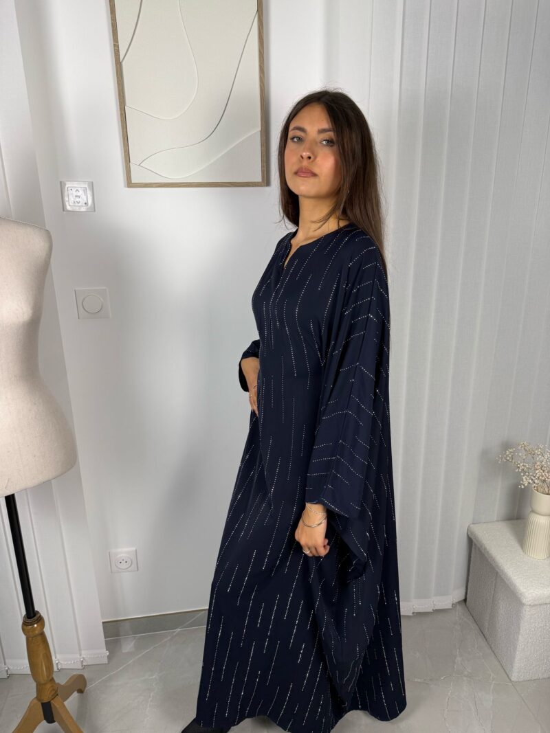 Abaya Nizar bleu marine à strass