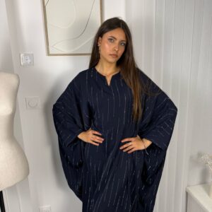 Abaya Nizar bleu marine à strass