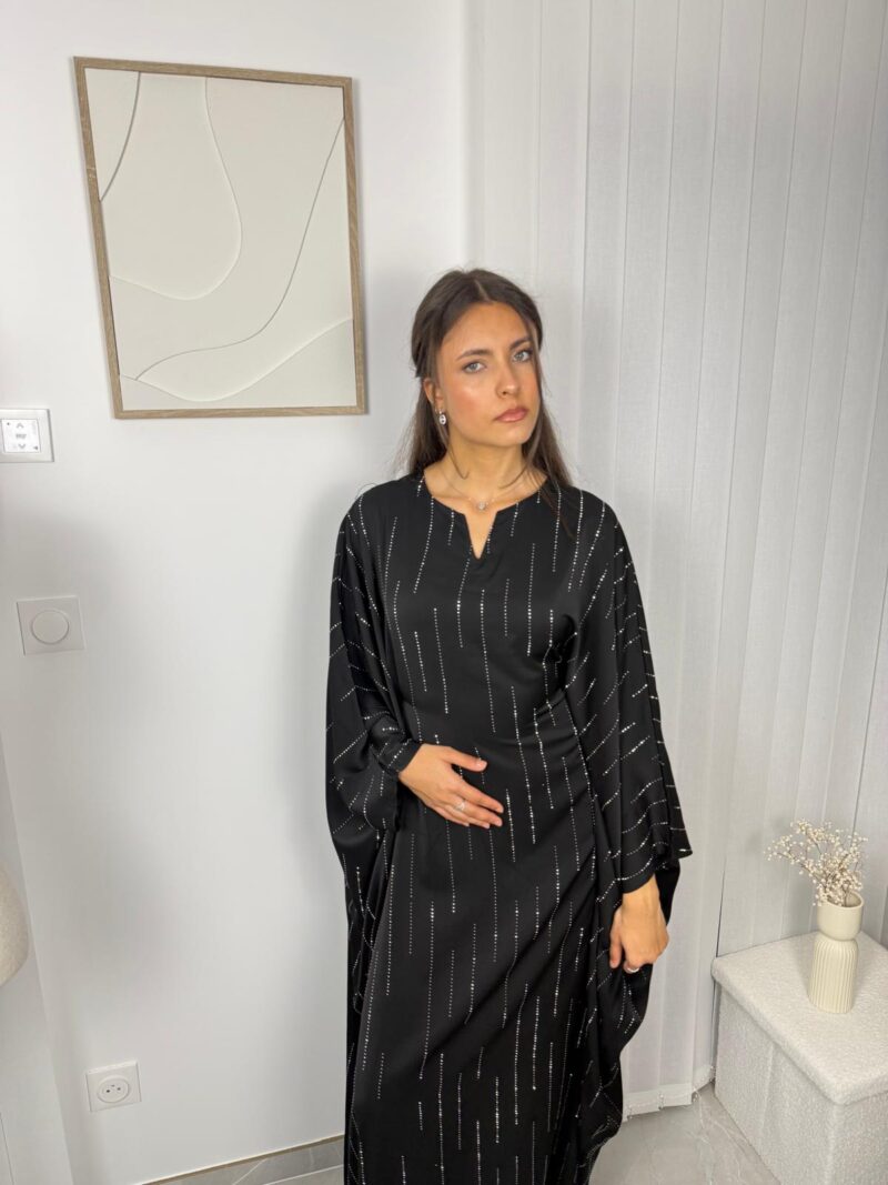 Abaya Nizar noire à strass