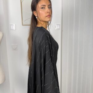Abaya Nizar noire à strass