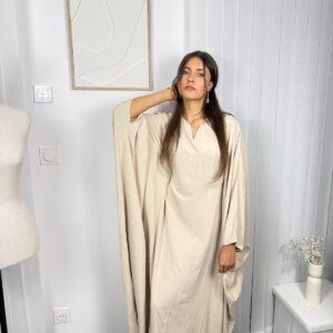 Abaya Nizar beige à strass