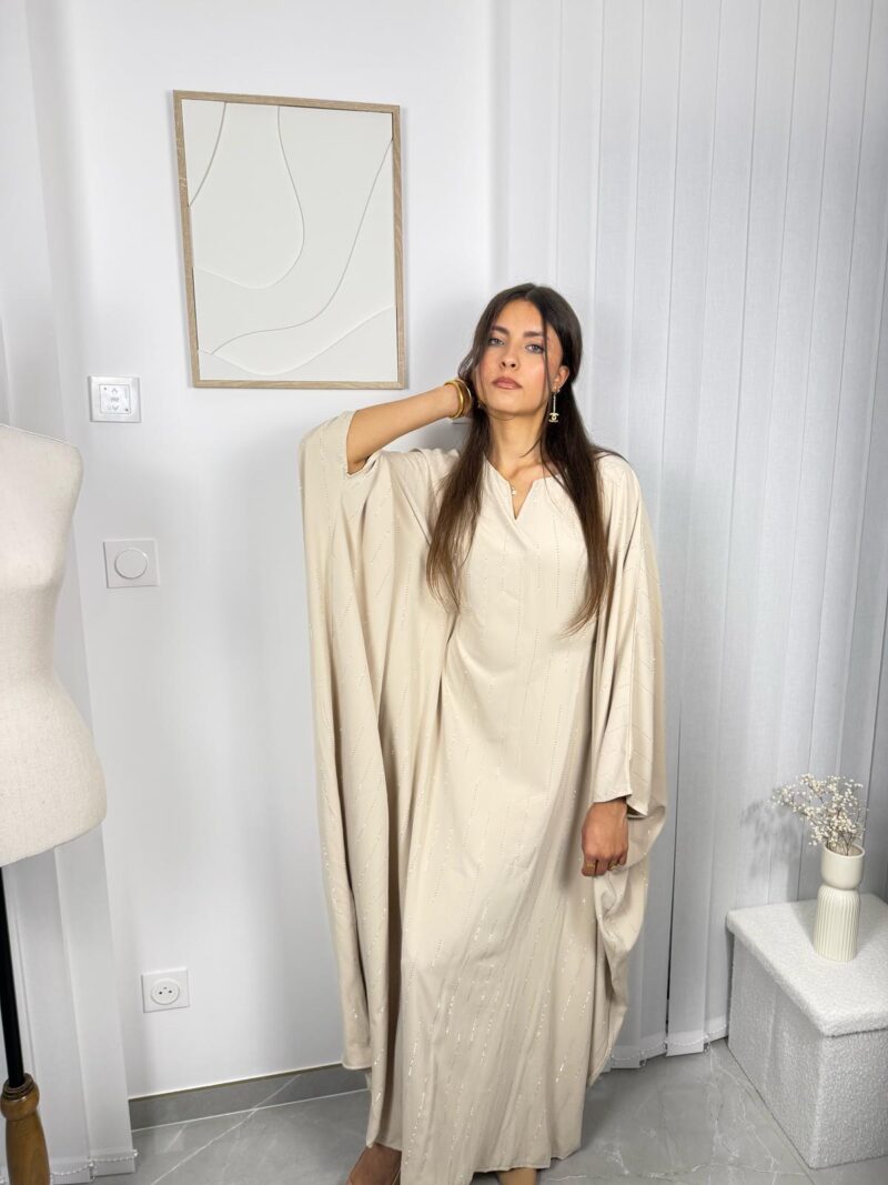 Abaya Nizar beige à strass