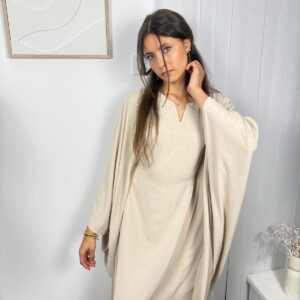 Abaya Nizar beige à strass