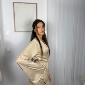 Ensemble Laya beige : blouse et jupe longue