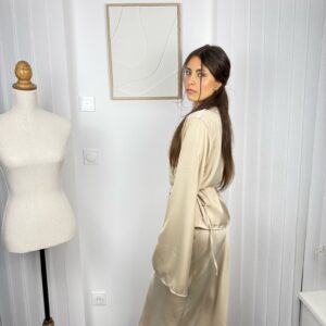 Ensemble Laya beige : blouse et jupe longue