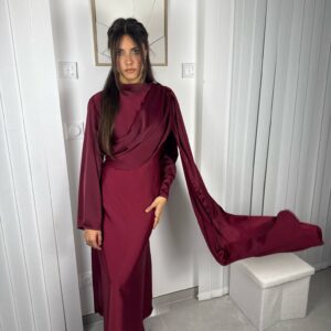 Robe Calya bordeaux drapée