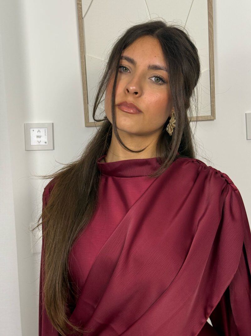 Robe Calya bordeaux drapée