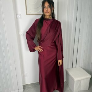 Robe Calya bordeaux drapée