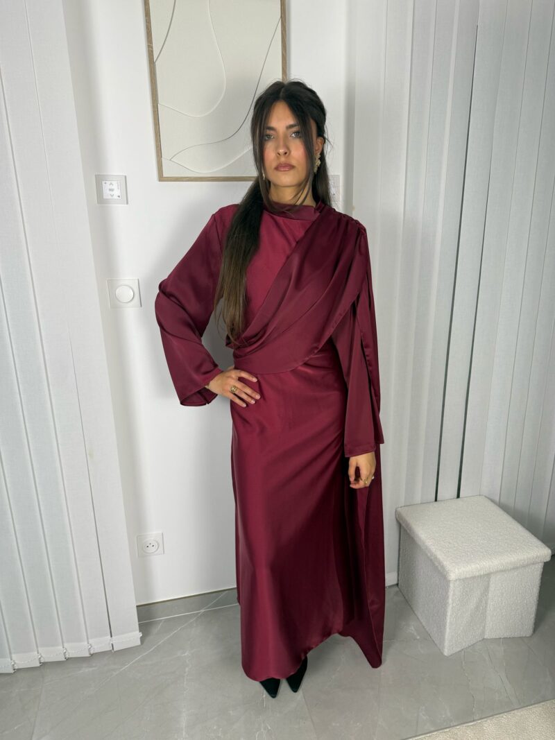Robe Calya bordeaux drapée