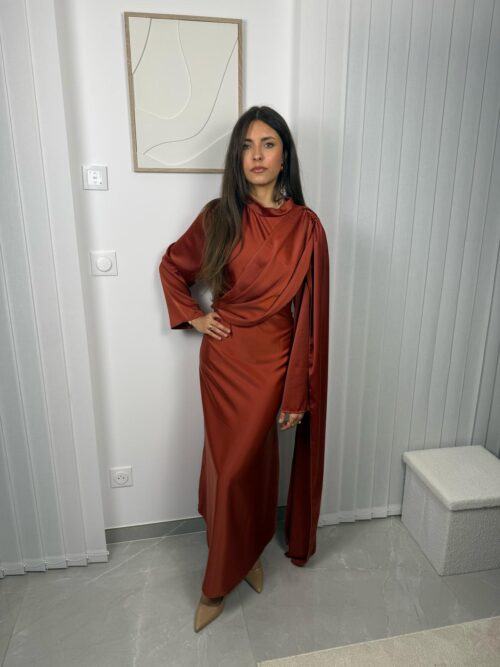 Robe Calya orange drapée Robe Calya orange drapée