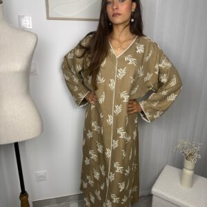Abaya Luma beige avec détails brodés