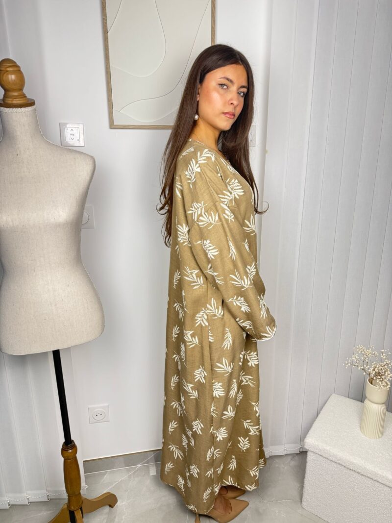 Abaya Luma beige avec détails brodés