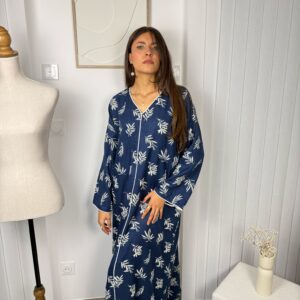 Abaya Luma bleue avec détails brodés