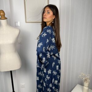 Abaya Luma bleue avec détails brodés