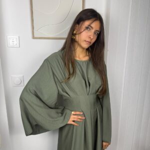 Robe Altéa vert olive plissée