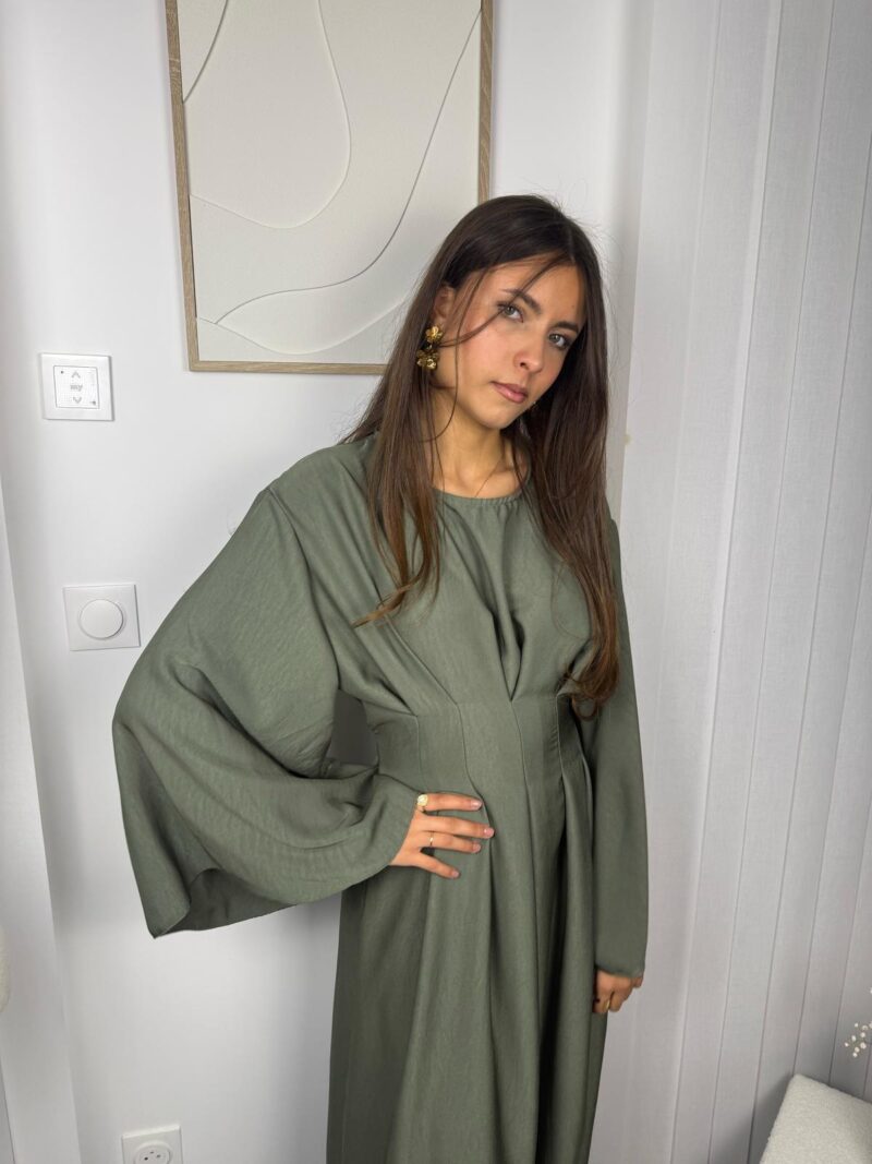 Robe Altéa vert olive plissée