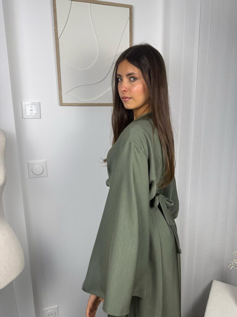 Robe Altéa vert olive plissée