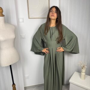 Robe Altéa vert olive plissée
