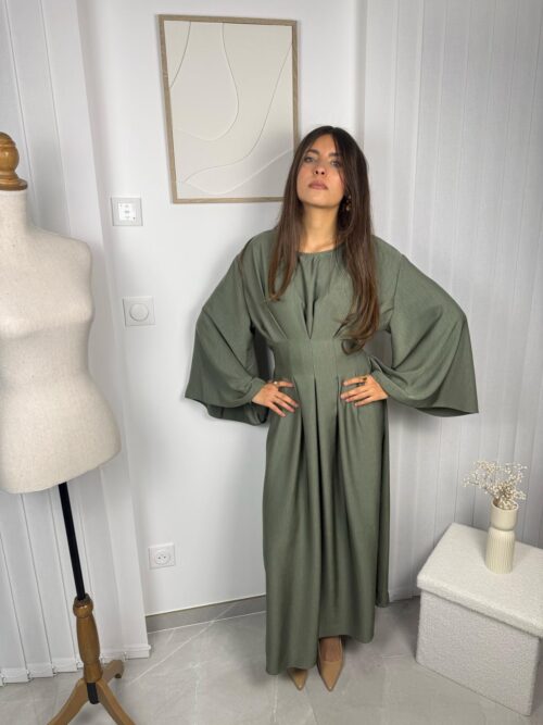 Robe Altéa vert olive plissée Robe Altéa vert olive plissée