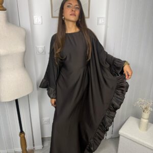 Abaya Amaïa marron avec manche chauve-souris