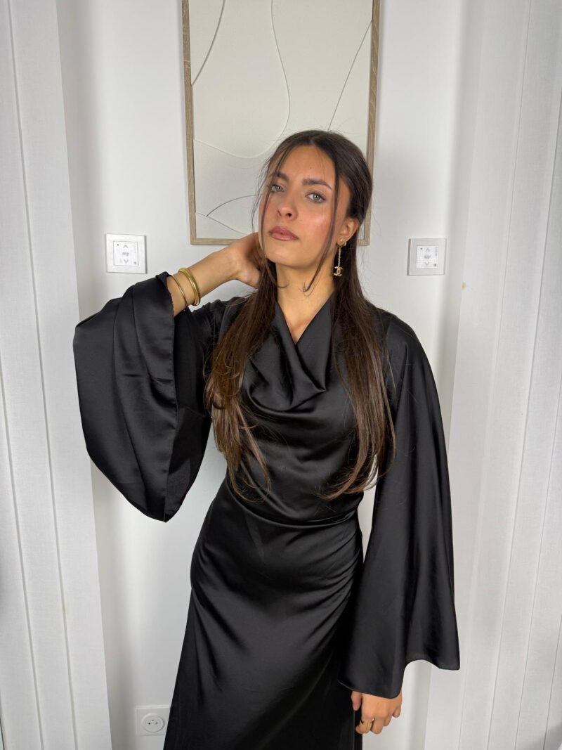 Robe Naya noire buste drapé