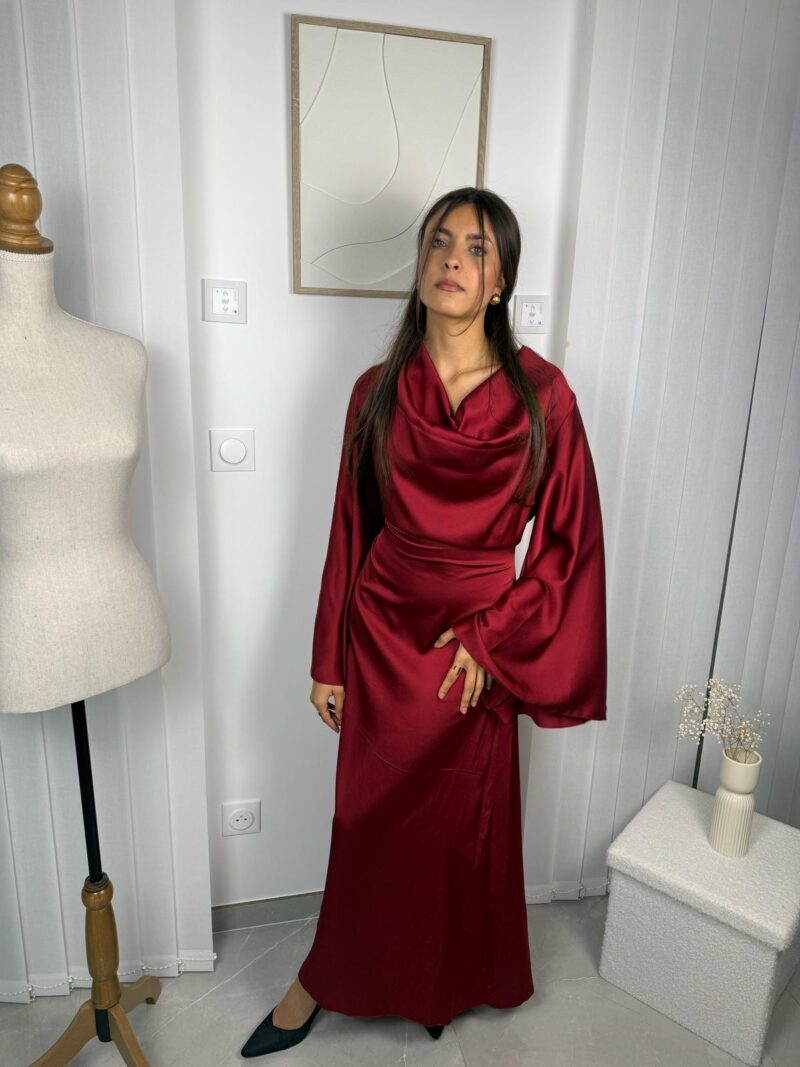 Robe Naya rouge buste drapé
