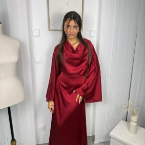 Robe Naya rouge buste drapé