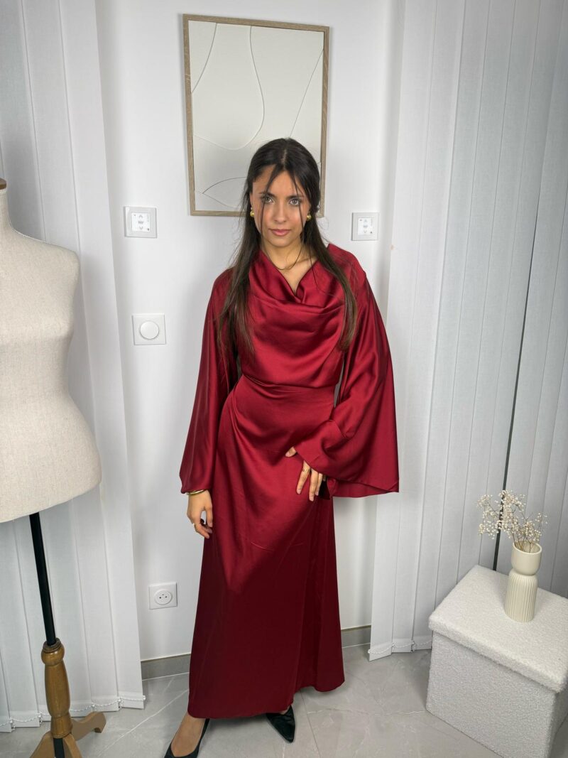Robe Naya rouge buste drapé