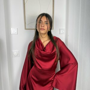 Robe Naya rouge buste drapé