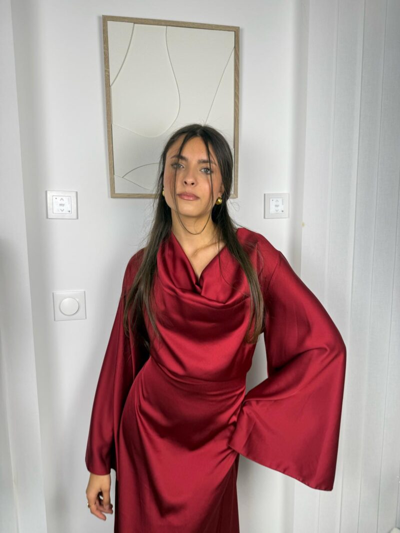Robe Naya rouge buste drapé