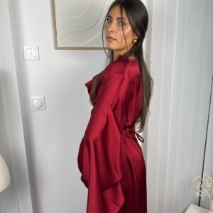 Robe Naya rouge buste drapé