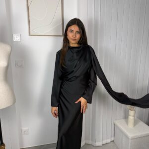 Robe Calya noire drapée