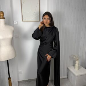 Robe Calya noire drapée