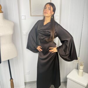 Robe Naya marron buste drapé