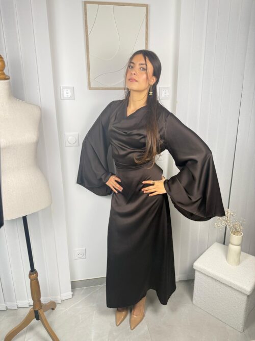 Robe Naya marron buste drapé Robe Naya marron buste drapé