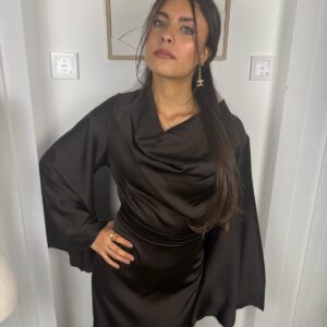 Robe Naya marron buste drapé