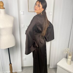 Robe Naya marron buste drapé