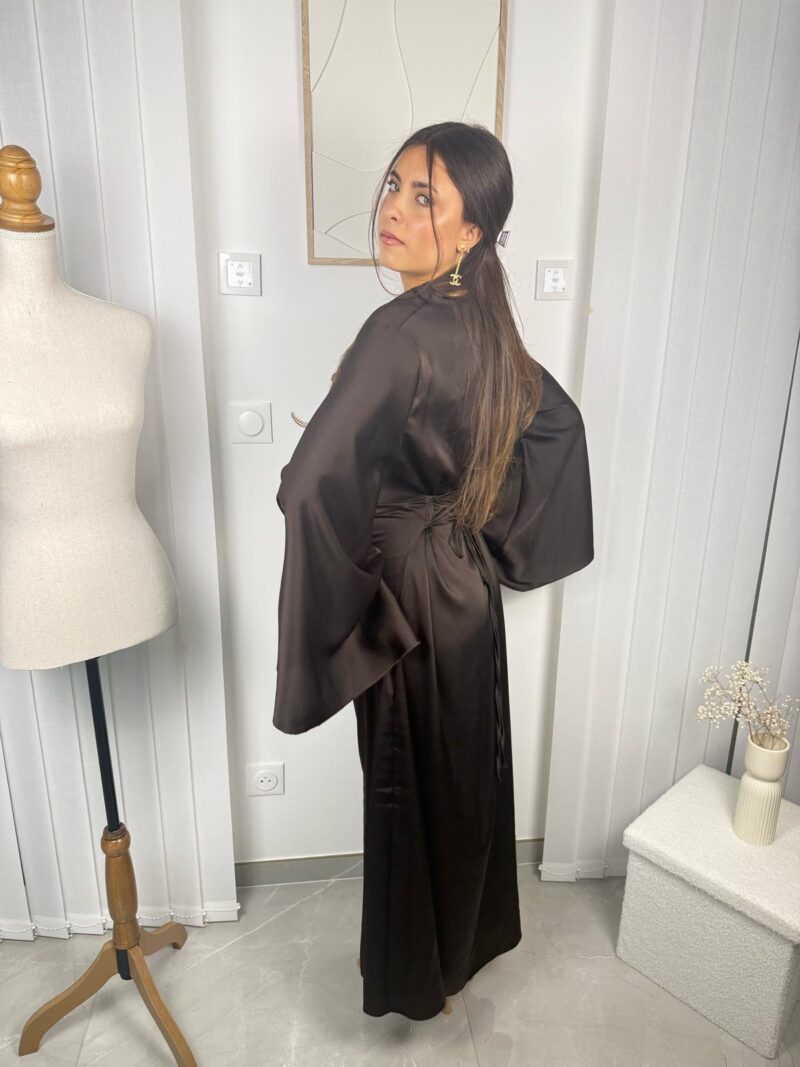 Robe Naya marron buste drapé