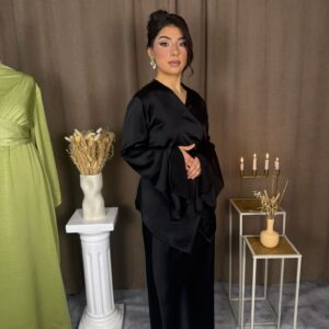 Ensemble Laya noir : blouse et jupe longue
