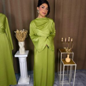 Robe Lyra vert citron buste croisé