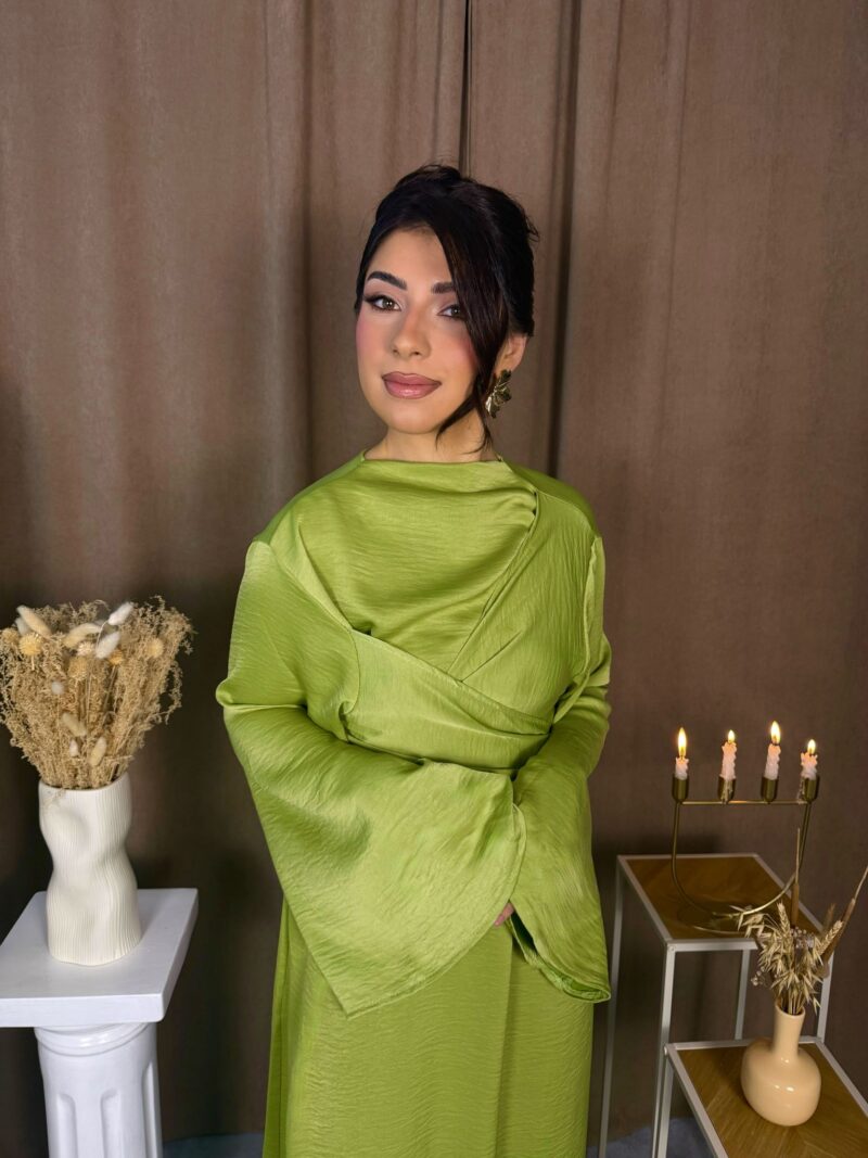 Robe Lyra vert citron buste croisé