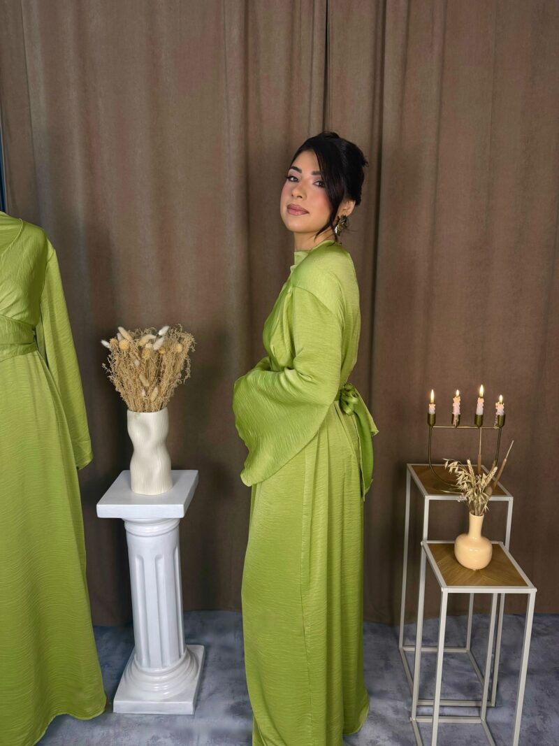 Robe Lyra vert citron buste croisé